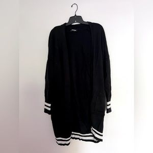 Long black and white cardigan